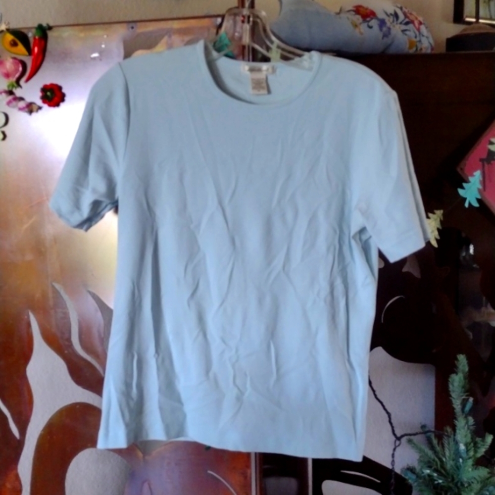 EUC Eddie Bauer SS Powder Blue Top Sz M